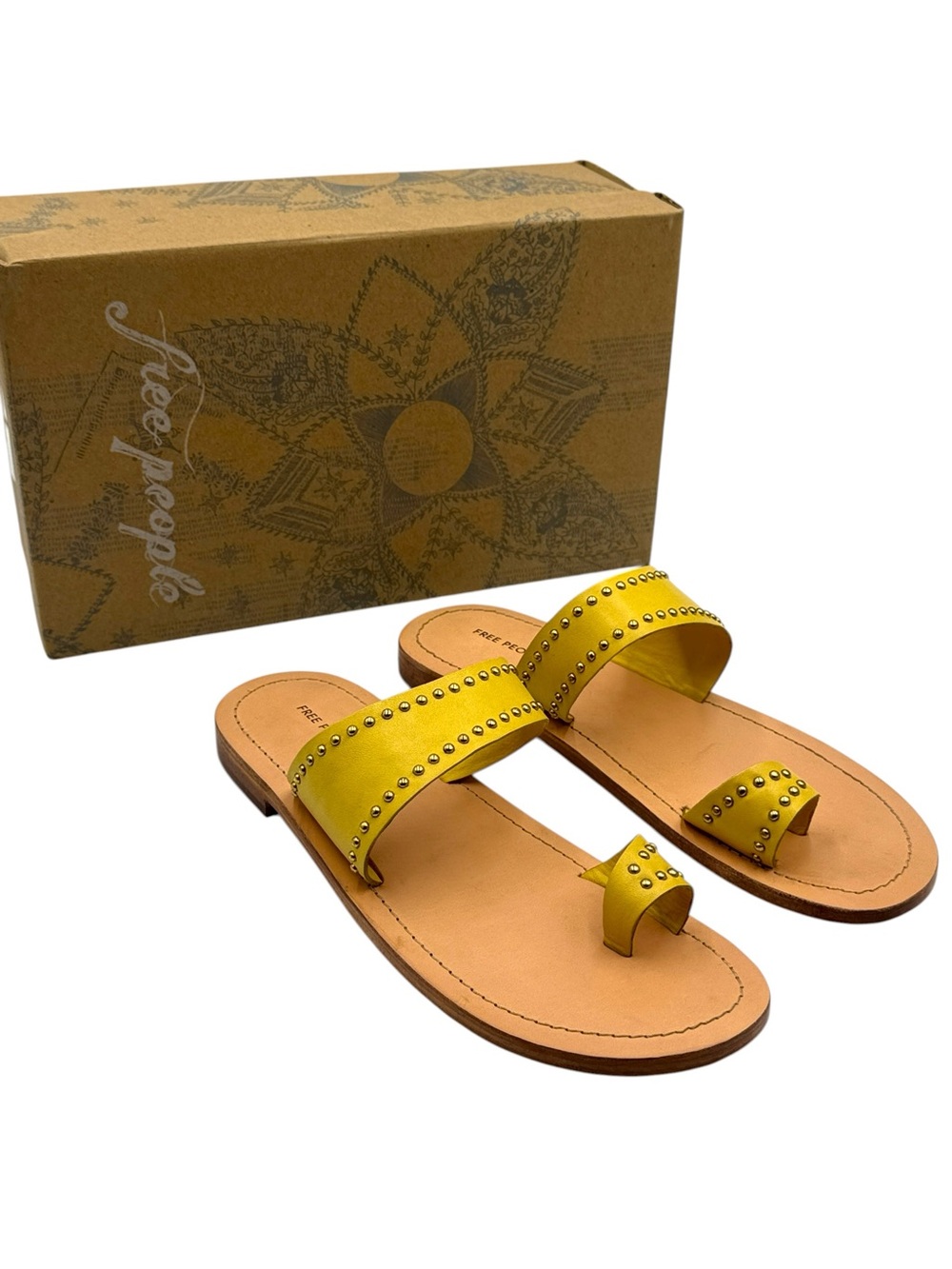 Free People Amelie Tiny Stud Leather Slide Sandals Size 9.5